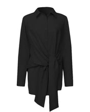 Load image into Gallery viewer, Button down front tie wrap long sleeve fashion blouse