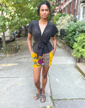 Load image into Gallery viewer, Cuffed cap sleeve wrap waist tie top