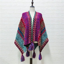 Load image into Gallery viewer, Poncho knitted Cloak+Cape tassel sweater cardigan