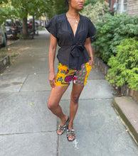 Load image into Gallery viewer, Cuffed cap sleeve wrap waist tie top