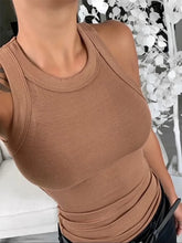 Load image into Gallery viewer, Round neck ribbed fitted camisole tank