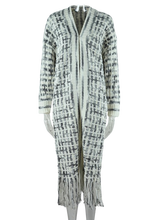 Load image into Gallery viewer, Kaleidoscope multi-color fringe hem maxi length open front cardigan