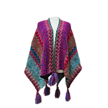Load image into Gallery viewer, Poncho knitted Cloak+Cape tassel sweater cardigan
