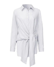 Load image into Gallery viewer, Button down front tie wrap long sleeve fashion blouse