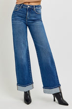 Load image into Gallery viewer, High-Rise dark wide leg tummy control denim