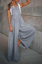 Load image into Gallery viewer, Gathered waist denim suspender overalls jumpsuit