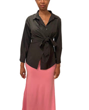 Load image into Gallery viewer, Button down front tie wrap long sleeve fashion blouse