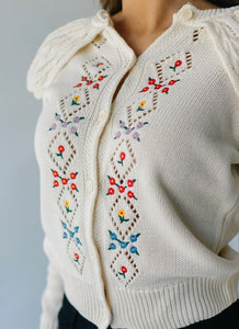 PIPER & SCOOT embroidered floral front cardigan