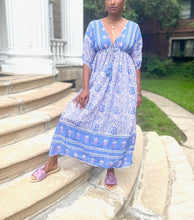 Load image into Gallery viewer, Deep V floral batik maxi dress