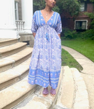 Load image into Gallery viewer, Deep V floral batik maxi dress