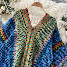 Load image into Gallery viewer, Poncho knitted Cloak+Cape tassel sweater cardigan