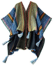 Load image into Gallery viewer, Poncho knitted Cloak+Cape tassel sweater cardigan