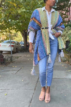 Load image into Gallery viewer, Poncho knitted Cloak+Cape tassel sweater cardigan