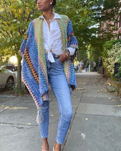 Load image into Gallery viewer, Poncho knitted Cloak+Cape tassel sweater cardigan