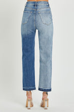 Load image into Gallery viewer, High-Rise Crossover two tone STRAIGHT hem jeans