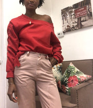 Load image into Gallery viewer, Boatneck embellished side ruching sweatshirt