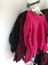 Load image into Gallery viewer, Boatneck embellished side ruching sweatshirt
