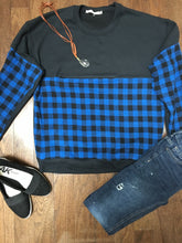 Load image into Gallery viewer, Plaid block invisible zipper sweatshirt
