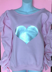Heart-full embellished printed sweatshirt
