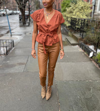 Load image into Gallery viewer, Cuffed cap sleeve wrap waist tie top