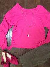 Load image into Gallery viewer, Boatneck embellished side ruching sweatshirt