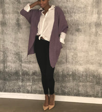 Load image into Gallery viewer, Ribbed knit dolman sleeve cardigan sweater