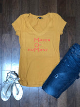 Load image into Gallery viewer, MOM "Maker Of HuMans" v-neck short sleeve fitted t-shirt