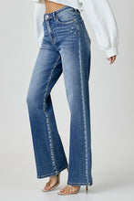 Load image into Gallery viewer, High rise wide leg light distressed side panel jeans