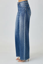 Load image into Gallery viewer, High rise wide leg light distressed side panel jeans