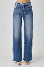 Load image into Gallery viewer, High rise wide leg light distressed side panel jeans