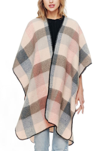 Plaid pashmina poncho