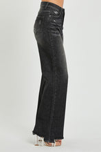 Load image into Gallery viewer, HIGH RISE wide leg frayed hem black jeans