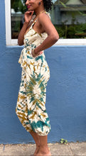 Load image into Gallery viewer, Deep V-NECK spaghetti strap gathered hem pant leg jumpsuit