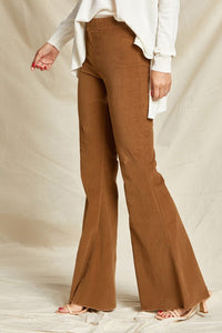 High Rise stretch corduroy flare leg pants