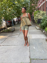 Load image into Gallery viewer, Shoulder Tie Gathered Linen Top