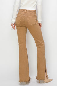 High Rise side split flare leg jeans