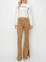 Load image into Gallery viewer, High Rise side split flare leg jeans