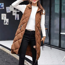 Load image into Gallery viewer, Mock (partial) hooded neck parka sleeveless maxi puffer jacket