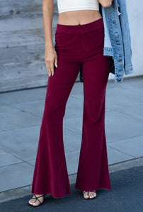 High Rise stretch corduroy flare leg pants