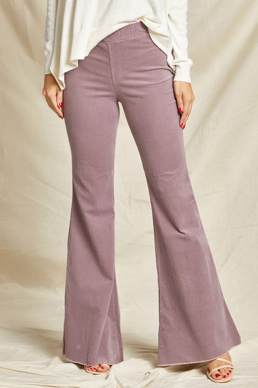 High Rise stretch corduroy flare leg pants