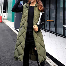 Load image into Gallery viewer, Mock (partial) hooded neck parka sleeveless maxi puffer jacket