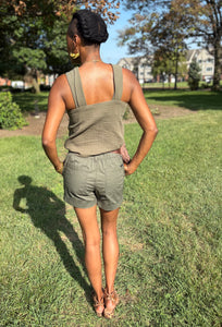 Cross halter front knot tie top