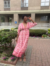Load image into Gallery viewer, Deep V floral batik maxi dress