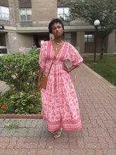 Load image into Gallery viewer, Deep V floral batik maxi dress
