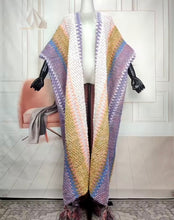 Load image into Gallery viewer, Poncho knitted open front tassel sweater maxi cardigan