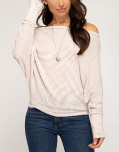 Long sleeve thermal knit batwing top