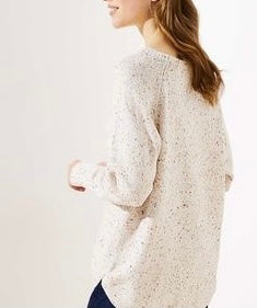 THE LOFT soft brushed crewneck confetti speckled sweater