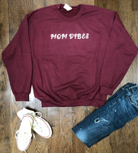 Load image into Gallery viewer, Mom Vibes crewneck soft fleece sweatshirt