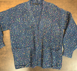 Colorful pom-pom cardigan sweater