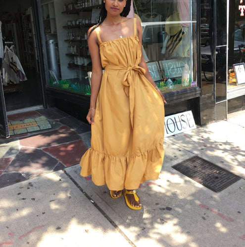 GATHERED ruffle tier hem maxi